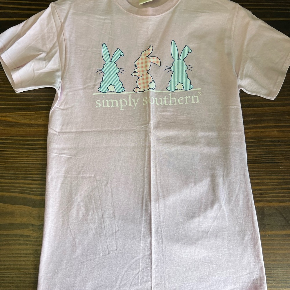 Simply Southern Light Pink T-Shirt with Bunny Trio